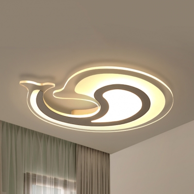 Ceiling Mount Light Dolphin Acrylic Flush Light in Warm/White for Study Room