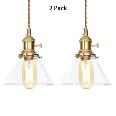 1/2 Pack Height Adjustable Pendant Light 1 Head Industrial Clear Glass Hanging Light for Hotel