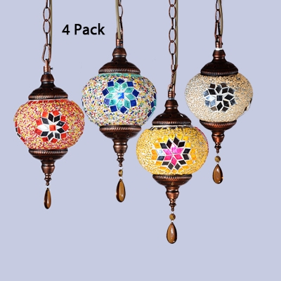 1/4 Pack Moroccan Pendant Light Lantern Shape 1 Light Glass Hanging Lamp for Bedroom(not Specified We will be Random Shipments)