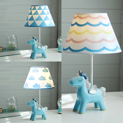 1 Light Unicorn Desk Light Macaron Resin Eye-Caring Reading Light in Blue for Study Room