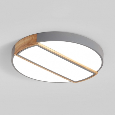 Warm/White Lighting Flush Mount Light Modern Candy Color Ceiling Lamp with Rectangle Wood for Dining Room