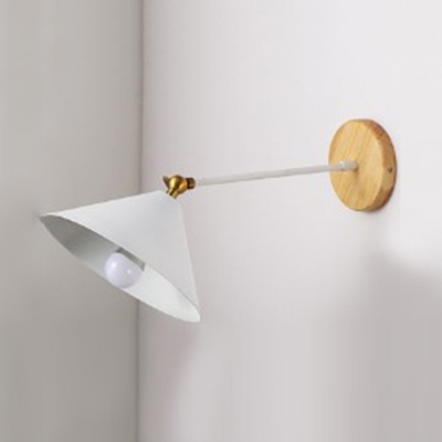 Rotatable Iron Cone Wall Light 1 Head Contemporary Sconce Light in White for Study Room