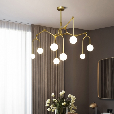 8/9/12 Lights Willow Branch Chandelier Modern Metal Hanging Lamp in Black/Gold for Living Room