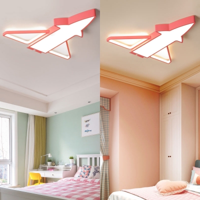 Acrylic Airplane Ceiling Mount Light Creative Blue/Pink LED Ceiling Lamp in Warm/White for Child Bedroom