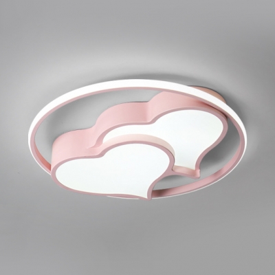 Acrylic Heart LED Ceiling Mount Light Kid Bedroom Nordic Style Candy Colored Flush Light in Warm/White/Stepless Dimming