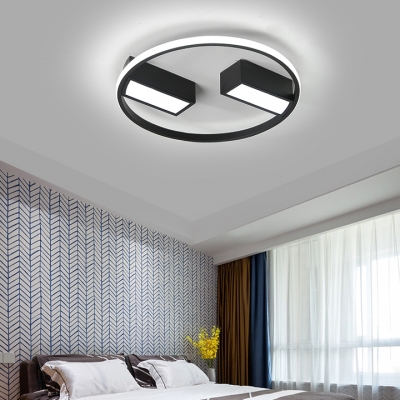 Acrylic Rectangle LED Flush Mount Light Bedroom Simple Style Black/White Ceiling Lamp in Warm/White