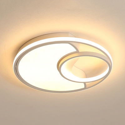 Acrylic Ring LED Flush Ceiling Light Study Room Contemporary Ceiling Fixture in Warm/White