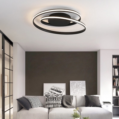 Acrylic Swirl Ceiling Mount Light Bedroom Contemporary Black/White LED Ceiling Lamp in Warm/White