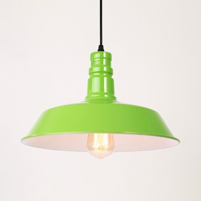 Barn Shade Factory Pendant Light Metal 1 Light Industrial Pendant Lamp in Blue/Dark Green/Lighting Green