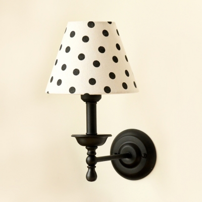 Bedroom Tapered Shade Sconce Light with Dottie/Stripe/Trellis Metal 1 Light Vintage Wall Lamp