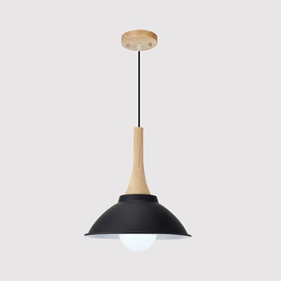 Black Bowl Shade Pendant Light 1 Light Vintage Style Aluminum Hanging Light for Kitchen