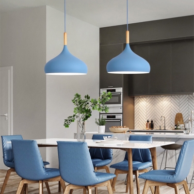 Candy Colored Onion Pendant Light 1 Light Modern Aluminum Ceiling Light with Adjustable Cord for Cafe