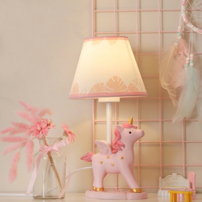 Cartoon Unicorn LED Desk Light 1 Light Resin Reading Lamp with Plug In Cord for Girl Bedroom