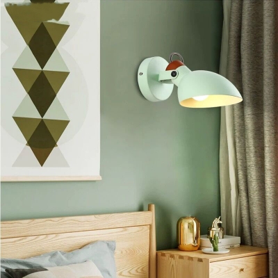 Creative Black/White/Green Sconce Light 1 Light Metal Rotatable Wall Lamp for Bedroom