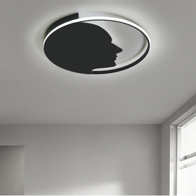 Creative Human Face Ceiling Mount Light Metal LED Flush Light in Warm/White for Child Bedroom