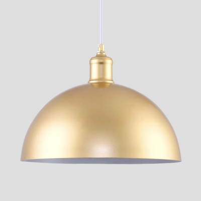 Dining Room Domed Ceiling Pendant Metal Single Light Simple Style Gold Suspension Light
