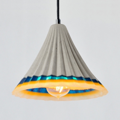 Dining Table Cone Pendant Light with Adjustable Cord Cement 1 Light Hanging Light in Gray