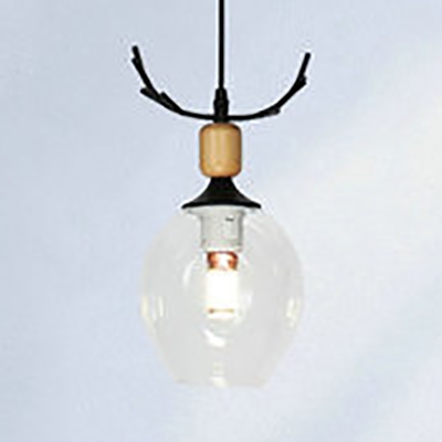 Globe Child Bedroom Ceiling Lamp Amber/Clear/Smoke Gray Glass 1 Light Simple Style Pendant Light with Antlers