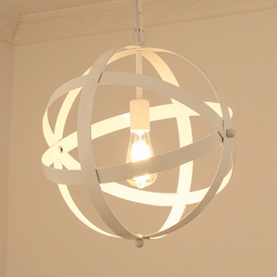Antique Stylish Gold/White Hanging Light Globe Cage 1 Light Metal Pendant Light for Cloth Shop