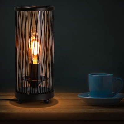 Industrial Candle Desk Light with Cylinder Shade Metal 1 Light Black Desk Lamp for Restaurant Bar