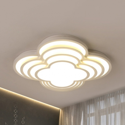 Lovely White LED Flush Ceiling Light Petal Acrylic Third Gear/White Lighting Ceiling Lamp for Girls Bedroom