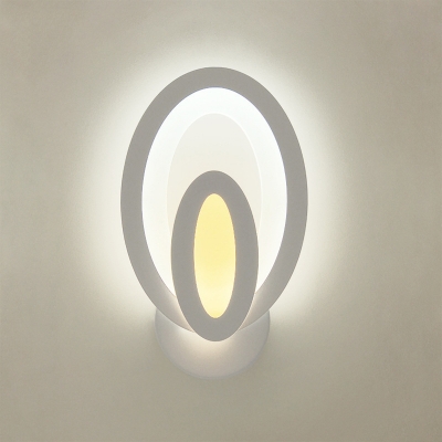 Modern Oval/Round/Square Wall Light Acrylic White LED Sconce Lamp in Warm for Stair Hallway
