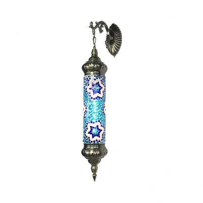 Moroccan Mosaic Tube Hanging Wall Light Stained Glass 1 Light Sconce Wall Lamp for Hotel Cafe