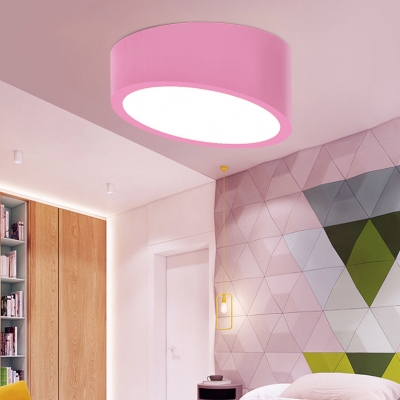 Nordic Tree Stump Shape Ceiling Mount Light Metal Macron Colored LED Flush Light in Warm for Nursing Room