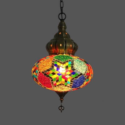 Star Pattern Cafe Hanging Light 1/4 Pack Stained Glass 1 Light Mosaic Pendant Light(not Specified We will be Random Shipments)