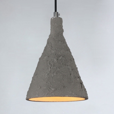 Study Room Conical Pendant Light Cement One Light Antique Style Gray Hanging Lamp