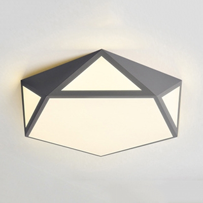 Study Room Pentagon Ceiling Mount Light Metal Nordic Style Candy Colored LED Flush Light in Warm/White