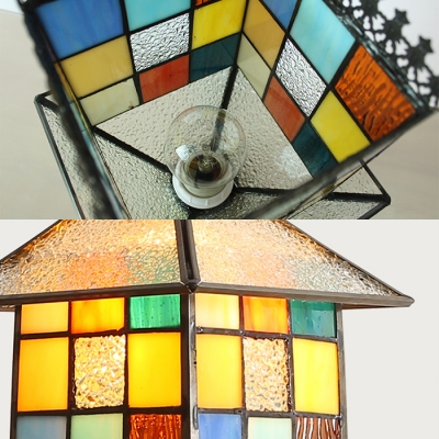 Tiffany House/Star Ceiling Pendant Stained Glass 1 Light Suspension Light for Dining Room