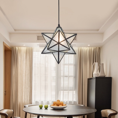 Tiffany Style Pendant Light Star Shade 1 Light Dimple/Stained Glass Ceiling Light for Bedroom
