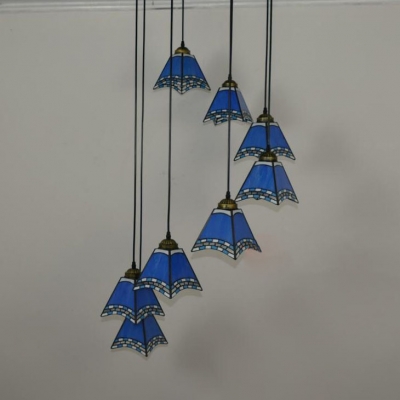 Tiffany Stylish Pendant Light Craftsman 5/8 Lights Stained Glass Suspension Light for Restaurant