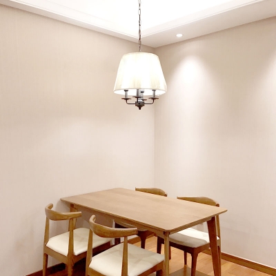 White Tapered Shade Pendant Light 4 Lights Modern Fabric Chandelier for Study Room Bedroom
