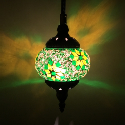 1/2 Pack Moroccan Spherical Pendant Light Glass 1 Light Blue/Green Hanging Light for hallway(not Specified We will be Random Shipments)