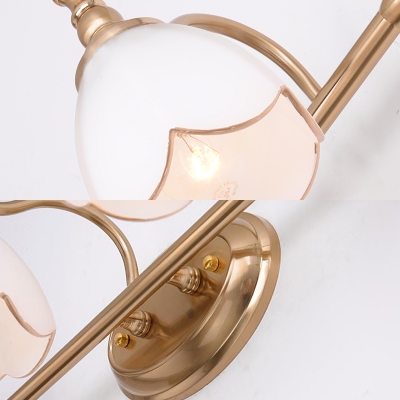2/3/4 Lights Flower Vanity Light Rust-Proof Opal Glass Wall Lamp in Brass for Dressing Room