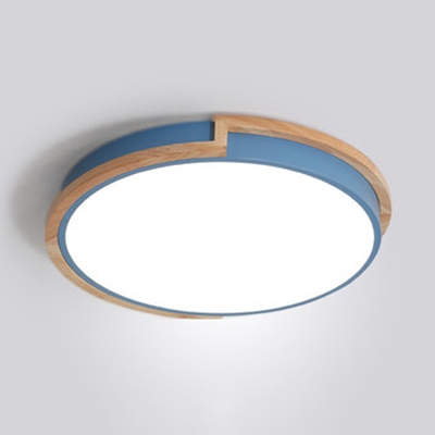 Bathroom Circle LED Flush Ceiling Light Acrylic Macaron Loft Blue/Green/Pink in Warm/White