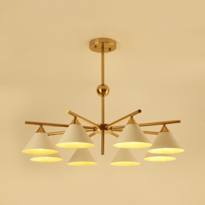 Contemporary Living Room Lighting 6/8/10 Light Metal Saucer Downligting Chandelier in Gold Painted Finish