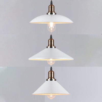 Antique Style White Pendant Lamp with Shade One Light Metal Suspension Light for Cloth Shop