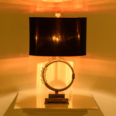 Black Cylinder Desk Light with Clear Crystal 1 Light Traditional Metal Reading Light for Bedroom