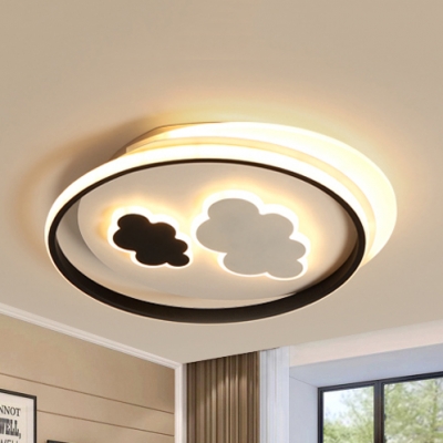 Black & White Cloud Ceiling Mount Light Modern Acrylic Warm/White Lighting Flush Light for Bedroom