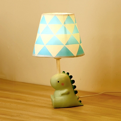 Blue Tapered Shade Desk Light with Cartoon Dinosaur 1 Light Cute Resin LED Night Light for Boy Bedroom