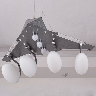 Boy Bedroom Airplane Hanging Light Metal Frosted Glass Antique Style Suspension Light