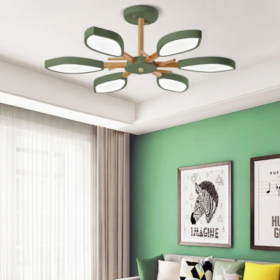 Boy Bedroom Petal Chandelier Acrylic 3/6/8 Lights Modern Style Gray/Green/White Hanging Light
