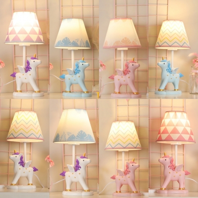 Cartoon Unicorn LED Desk Light 1 Light Resin Reading Lamp with Plug In Cord for Girl Bedroom