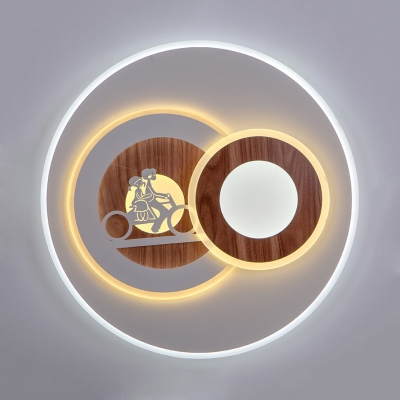 Child Bedroom Dolphin Round Ceiling Fixture Acrylic Lovely White Step Dimming LED Flush Mount Light
