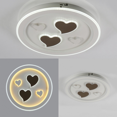 Child Bedroom Heart Round Ceiling Fixture Acrylic Cute White Step Dimming LED Flush Mount Light