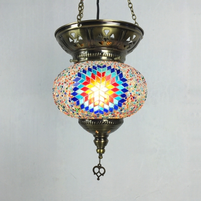 Cloth Shop Star Pattern Hanging Light Stained Glass 1 Head Moroccan Mosaic Pendant Light Pack of 1/5(Random Color Delivery)