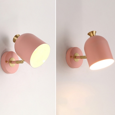 Contemporary Macaron Colored Sconce Light Cup 1 Light Metal Sconce Lamp for Kids Bedroom